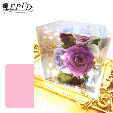 プリザーブドフラワー　キューブメリアLED付